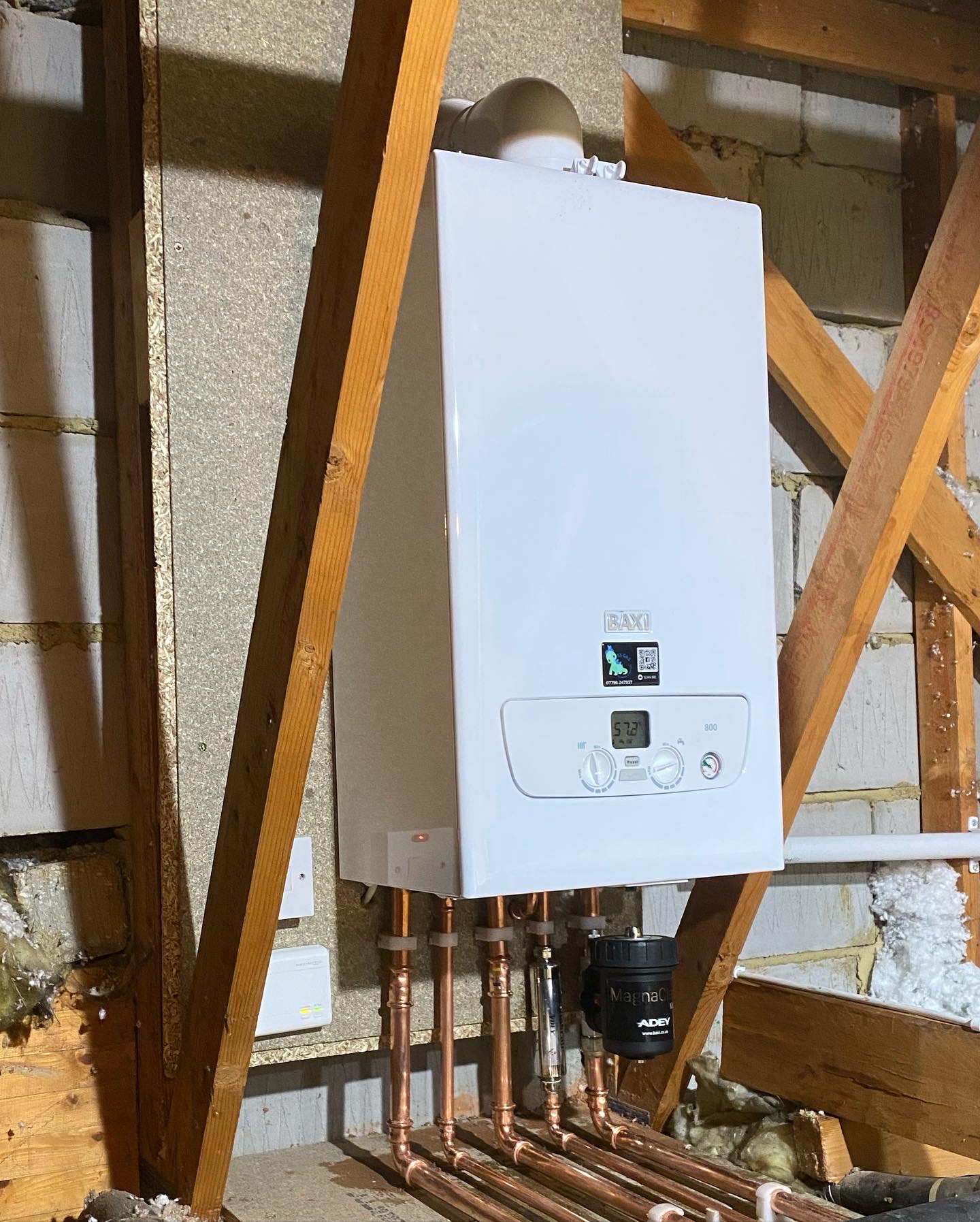 Boiler installation with tidy pipework